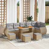 vidaXL Tuinbank Set 9 pcs Zwart poly rattan