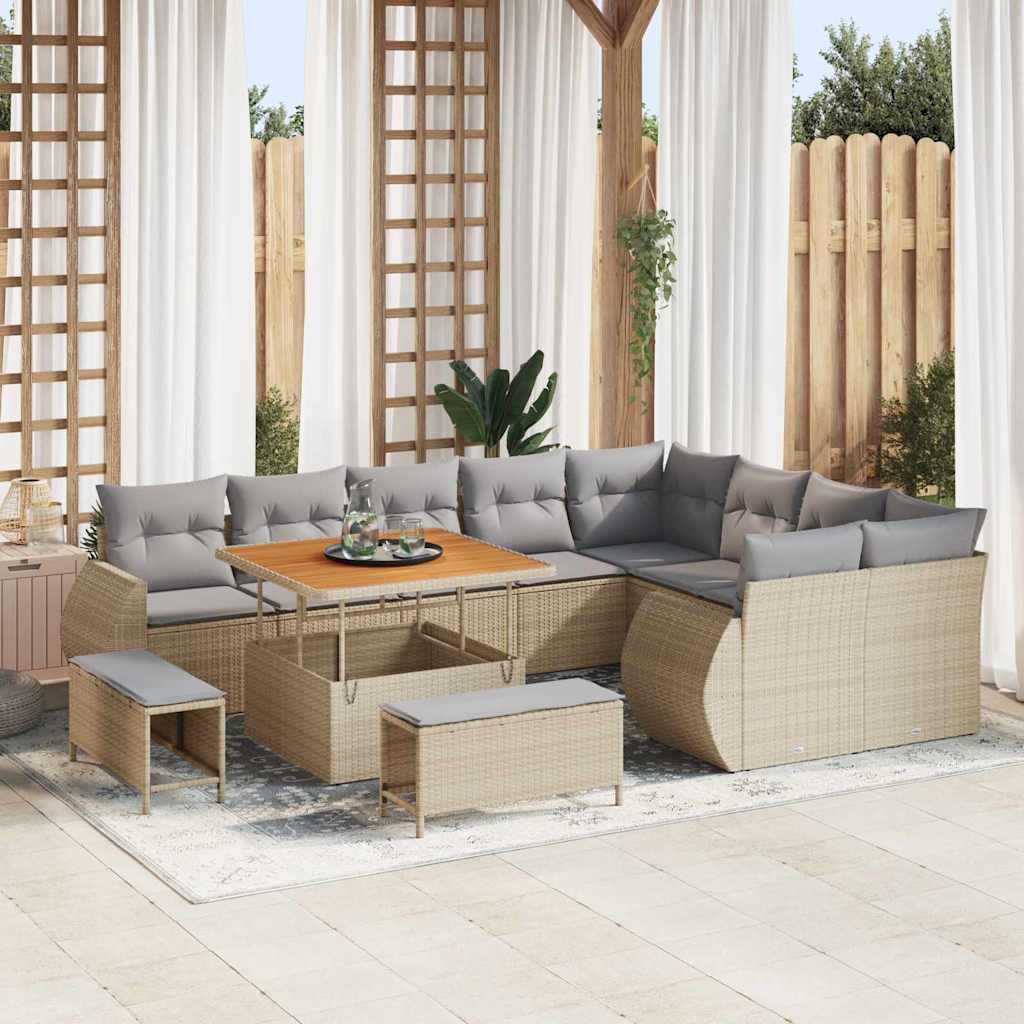 vidaXL Garden Sofa Set 12 pcs Black poly rattan