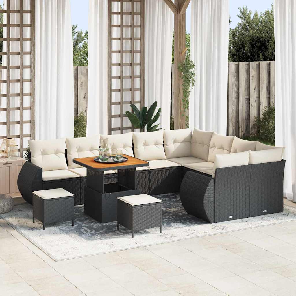 vidaXL Garden Sofa Set 12 pcs Black poly rattan
