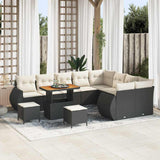 vidaXL Garden Sofa Set 12 pcs Black poly rattan