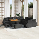 vidaXL Tuinbank Set 13 pcs Zwart poly rattan