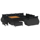 vidaXL Tuinbank Set 13 pcs Zwart poly rattan