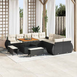 vidaXL Tuinbank Set 13 pcs Zwart poly rattan