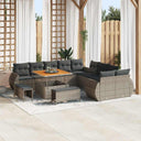 vidaXL Tuinbank Set 13 pcs Zwart poly rattan