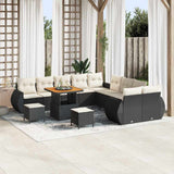 vidaXL Tuinbank Set 13 pcs Zwart poly rattan