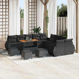 vidaXL Tuinbank Set 13 pcs Zwart poly rattan