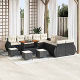vidaXL Tuinbank Set 13 pcs Zwart poly rattan