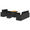 vidaXL Tuinbank Set 8 pcs Zwart poly rattan