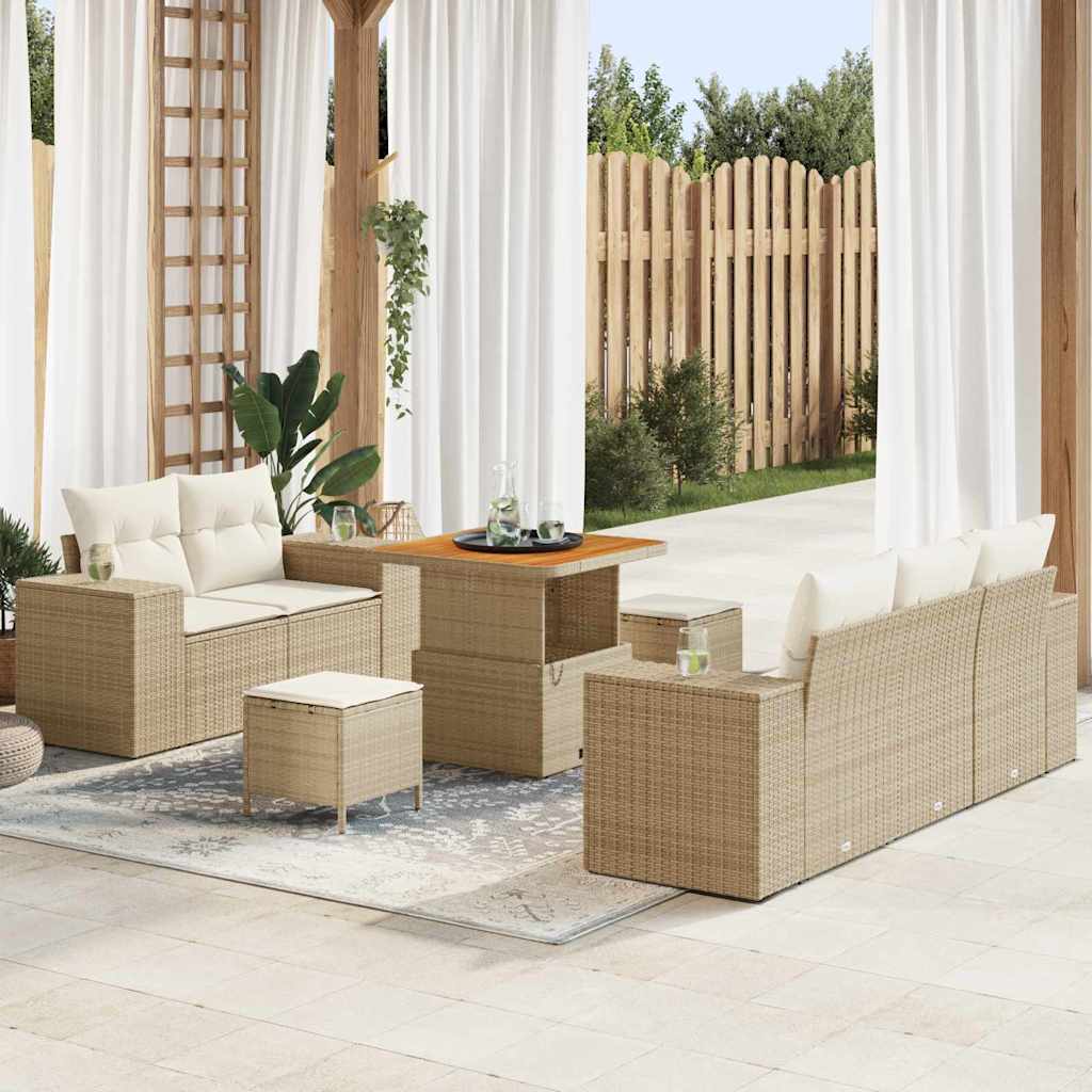 vidaXL Tuinbank Set 8 pcs Zwart poly rattan