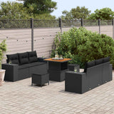 vidaXL Tuinbank Set met kussen 9 pcs Zwart Poly rattan