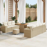 vidaXL Tuinbank Set 10 pcs Zwart poly rattan