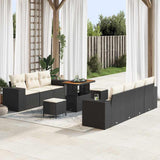 vidaXL Tuinbank Set 10 pcs Zwart poly rattan