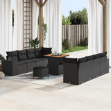 vidaXL Tuinbank Set met kussen 11 pcs Zwart poly rattan