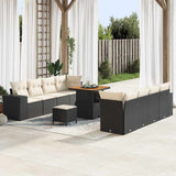 vidaXL Tuinbank Set met kussen 11 pcs Zwart poly rattan