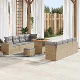 vidaXL Tuinbank Set met kussen 11 pcs Zwart poly rattan