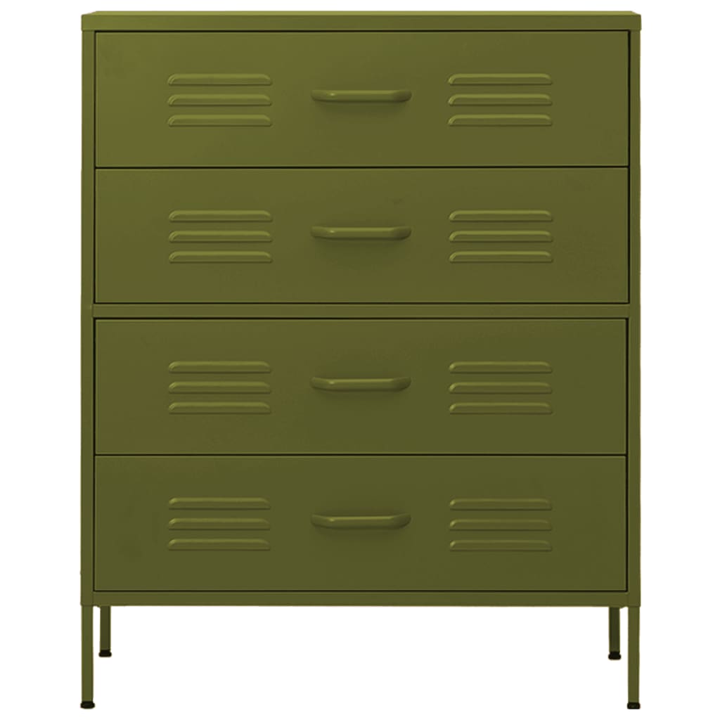 vidaXL Ladekast 80x35x101,5 cm staal olijfgroen