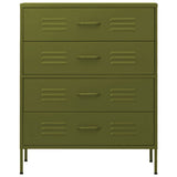 vidaXL Ladekast 80x35x101,5 cm staal olijfgroen