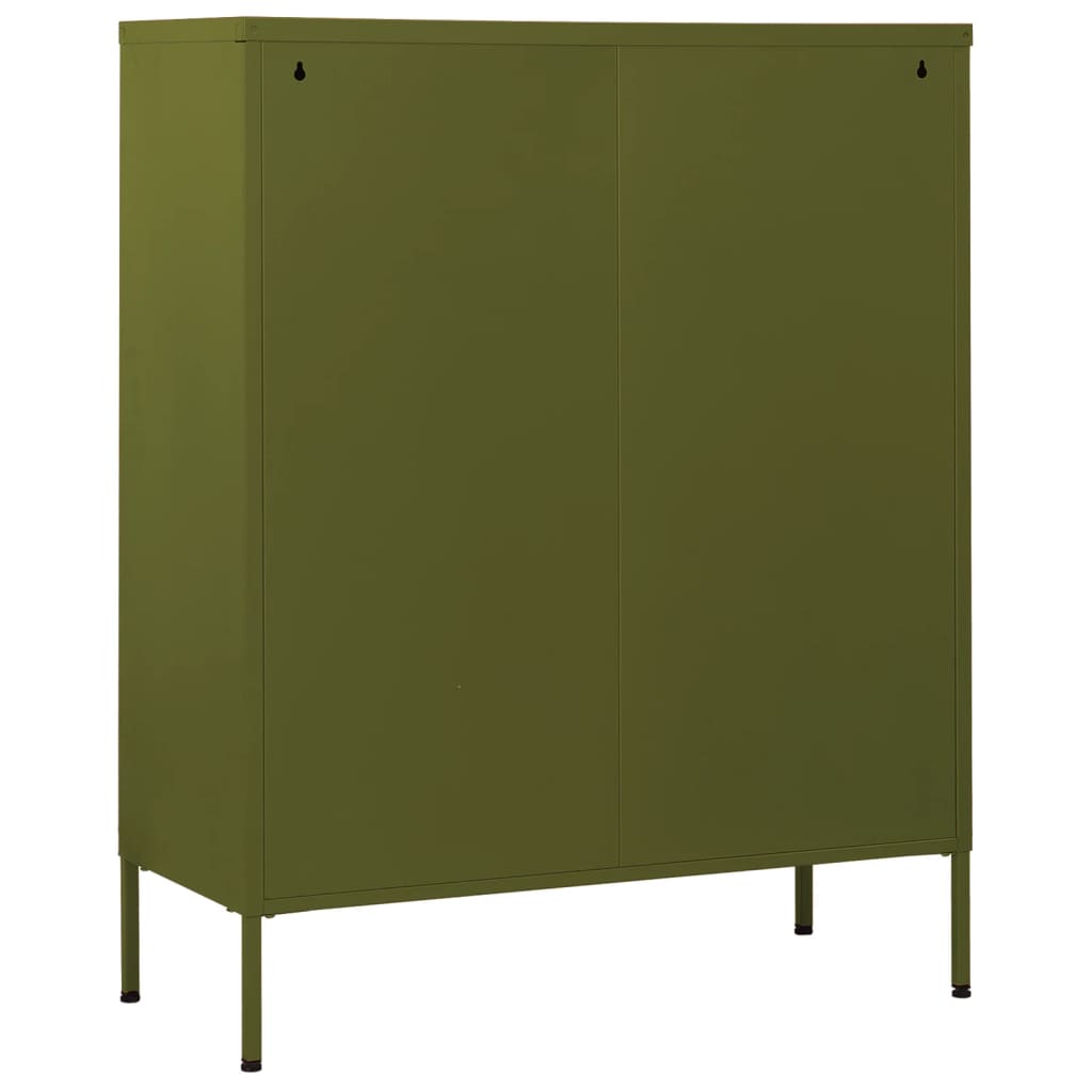 vidaXL Ladekast 80x35x101,5 cm staal olijfgroen