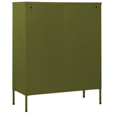 vidaXL Ladekast 80x35x101,5 cm staal olijfgroen