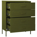 vidaXL Ladekast 80x35x101,5 cm staal olijfgroen