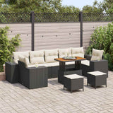 vidaXL Tuinbank Set 10 pcs Zwart poly rattan