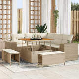 vidaXL Tuinbank Set met kussen 8 pcs Zwart poly rattan