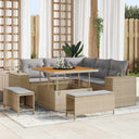 vidaXL Tuinbank Set met kussen 8 pcs Zwart poly rattan