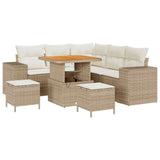 vidaXL Tuinbank Set met kussen 8 pcs Zwart poly rattan