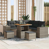 vidaXL Tuinbank Set met kussen 8 pcs Zwart poly rattan