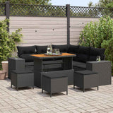 vidaXL Tuinbank Set met kussen 8 pcs Zwart poly rattan