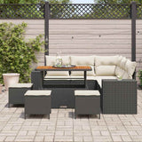 vidaXL Tuinbank Set met kussen 8 pcs Zwart poly rattan