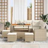 vidaXL Tuinbank Set met kussen 8 pcs Zwart poly rattan