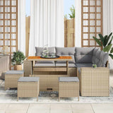 vidaXL Tuinbank Set met kussen 8 pcs Zwart poly rattan