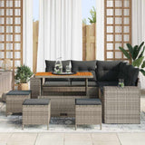 vidaXL Tuinbank Set met kussen 8 pcs Zwart poly rattan
