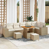 vidaXL Tuinbank Set met kussen 9 pcs Zwart poly rattan