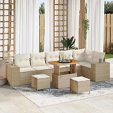 vidaXL Tuinbank Set met kussen 9 pcs Zwart poly rattan