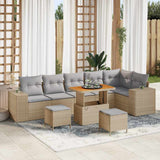 vidaXL Tuinbank Set met kussen 9 pcs Zwart poly rattan