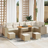 vidaXL Tuinbank Set met kussen 9 pcs Zwart poly rattan