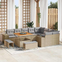 vidaXL Tuinbank Set met kussen 12 pcs Zwart poly rattan