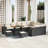 vidaXL Tuinbank Set met kussen 12 pcs Zwart poly rattan