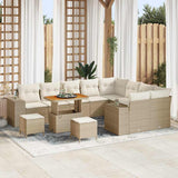 vidaXL Tuinbank Set met kussen 12 pcs Zwart poly rattan
