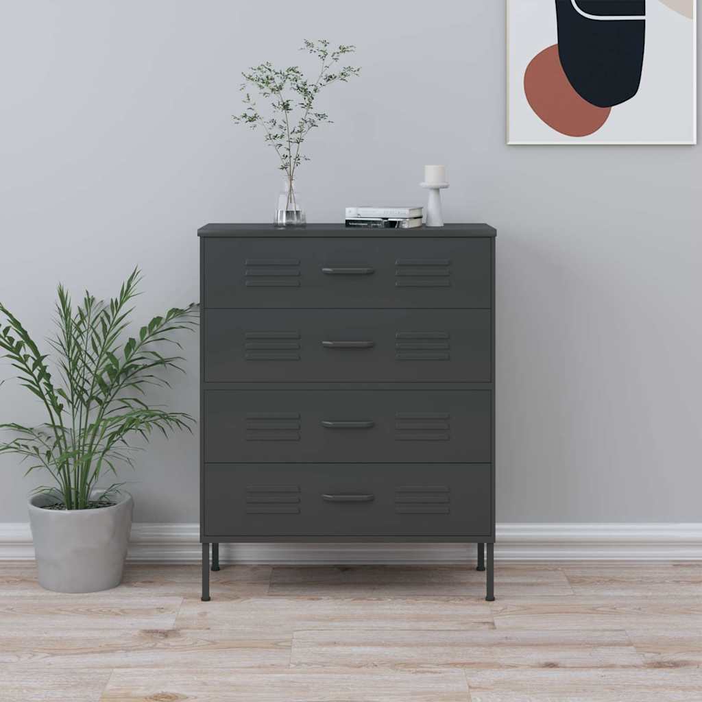 vidaXL Ladekast 80x35x101,5 cm staal olijfgroen