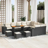 vidaXL Tuinbank Set met kussen 12 pcs Zwart poly rattan
