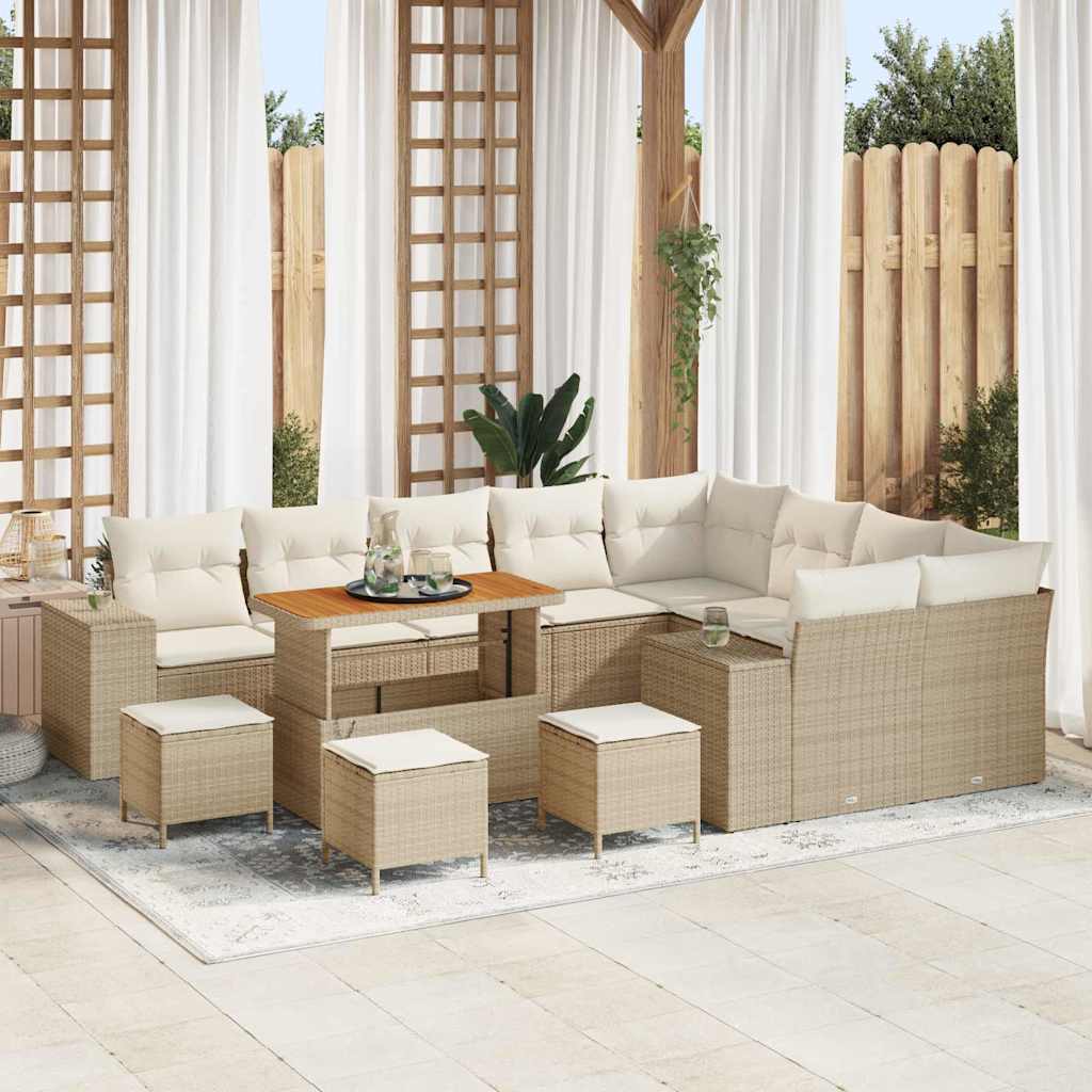 vidaXL Tuinbank Set met kussen 12 pcs Zwart poly rattan