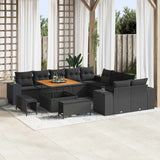 vidaXL Tuinbank Set met kussen 13 pcs Zwart poly rattan