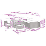 vidaXL Tuinbank Set met kussen 13 pcs Zwart poly rattan