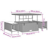 vidaXL Tuinbank Set met kussen 13 pcs Zwart poly rattan