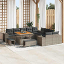 vidaXL Tuinbank Set met kussen 13 pcs Zwart poly rattan
