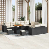 vidaXL Tuinbank Set met kussen 13 pcs Zwart poly rattan
