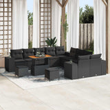 vidaXL Tuinbank Set met kussen 13 pcs Zwart poly rattan